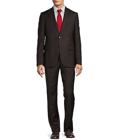 Hickey Freeman Modern Fit Flat Front Plaid Pattern 2-Piece Suit