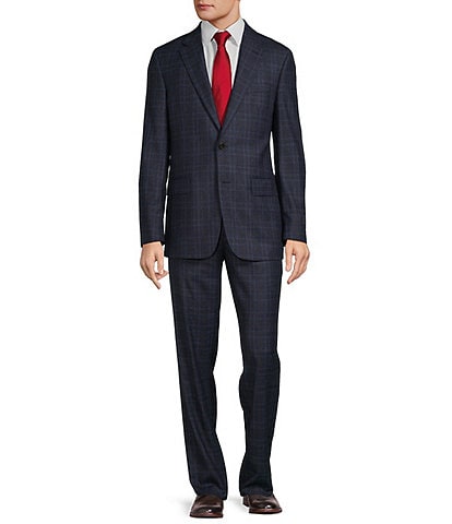 Hickey Freeman Modern Fit Flat Front Plaid Pattern 2-Piece Suit