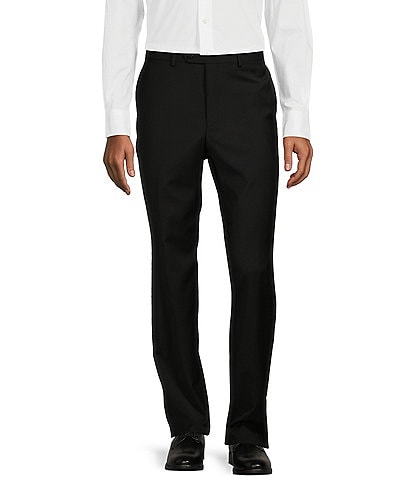 Hickey Freeman Modern Fit Flat-Front Solid Dress Pants
