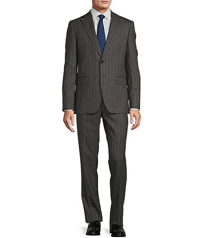 Hickey Freeman Modern Fit Flat Front Stripe Pattern 2-Piece Suit