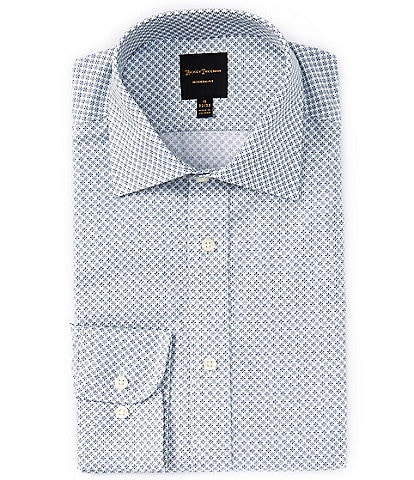 Hickey Freeman Modern Fit Spread Collar Geo Print Dress Shirt