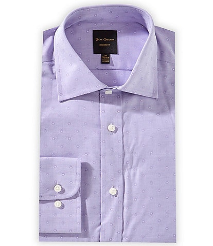 Hickey Freeman Modern Fit Spread Collar Medallion Dobby Dress Shirt