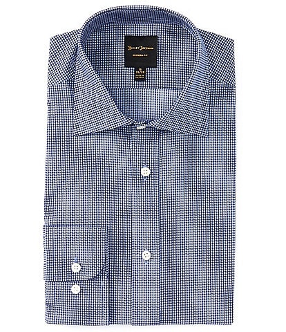 Hickey Freeman Modern Fit Spread Collar Patterned Dobby Dress Shirt