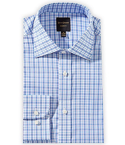 Hickey Freeman Modern Fit Spread Collar Tonal-Plaid Dress Shirt