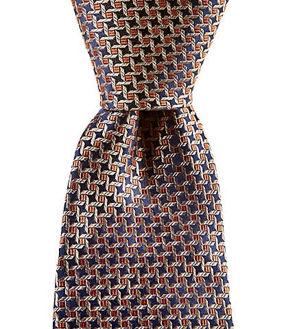 Hickey Freeman Neat Pattern Traditional Silk Tie