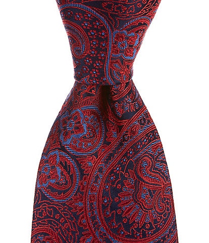 Hickey Freeman Paisley Printed 3 1/4" Woven Silk Tie