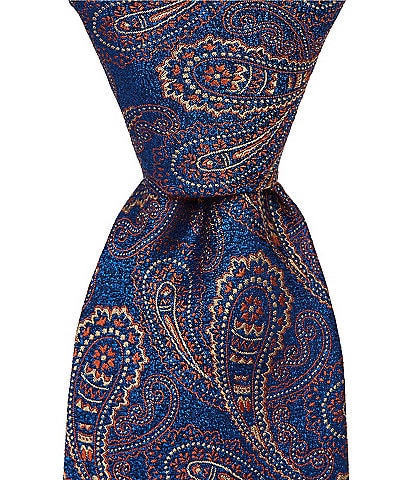 Hickey Freeman Pine Paisley Pattern Traditional Silk Tie