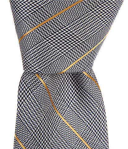 Hickey Freeman Prince Of Wales Plaid 3 1/4" Woven Silk Tie