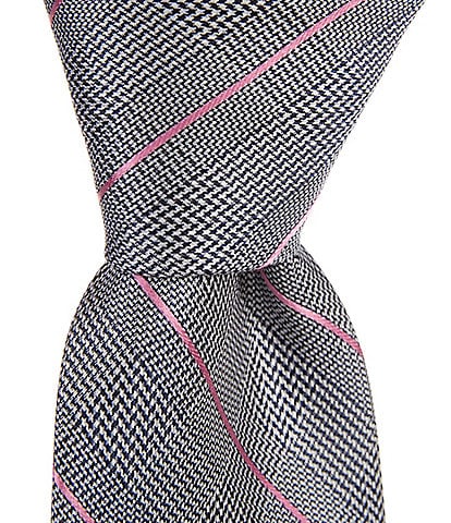 Hickey Freeman Prince Of Wales Plaid 3 1/4" Woven Silk Tie