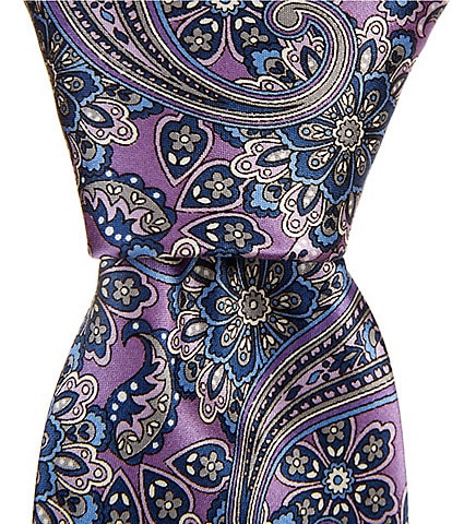 Hickey Freeman Printed Flower 3 1/4" Woven Silk Tie