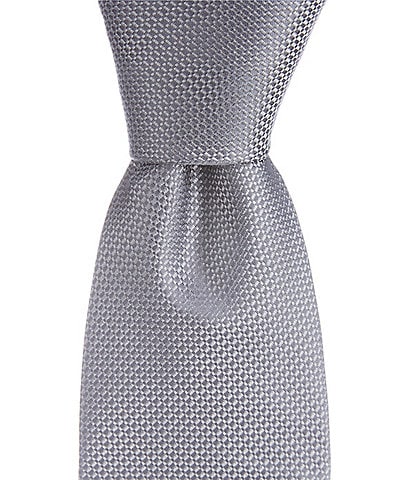 Hickey Freeman Solid Textured Narrow 3#double; Woven Silk Tie