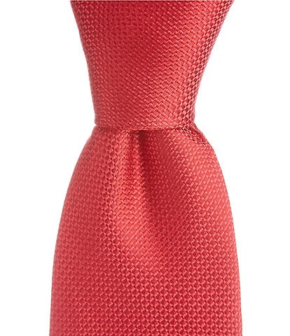 Hickey Freeman Solid Textured Narrow 3#double; Woven Silk Tie