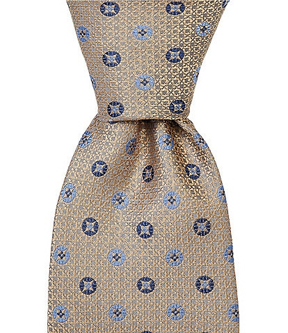 Hickey Freeman Textured Star Pattern Traditional Silk Tie
