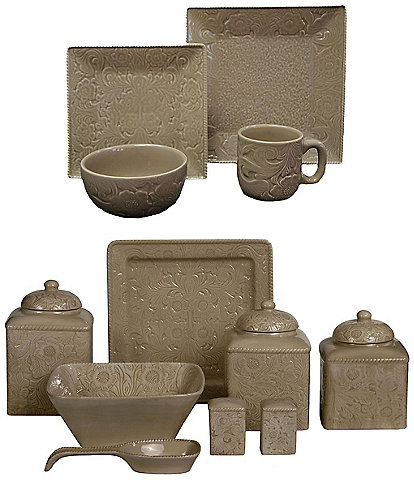 HiEnd Accents Savannah 24-Piece Western Dinnerware and Canister Set