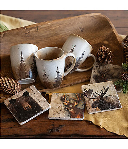 HiEnd Accents 8-Piece Clearwater Pines Mug and Lodge Animal Coaster Set