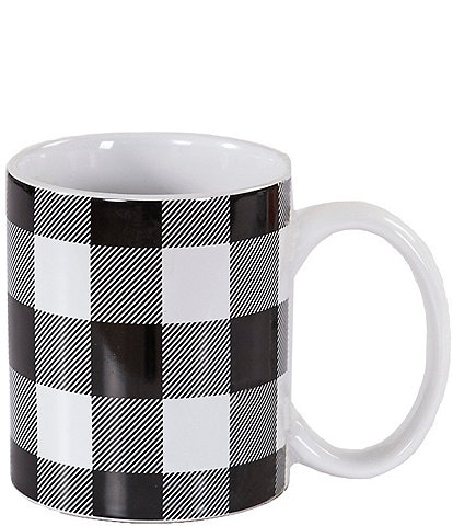 HiEnd Accents Buffalo Check Design Coffee Mugs, Set of 4