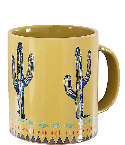 HiEnd Accents Cactus Border Design Coffee Mugs, Set of 4