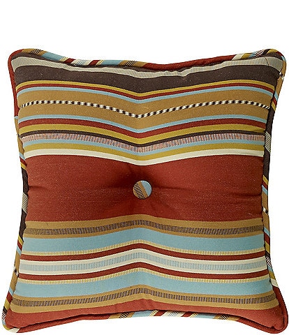 HiEnd Accents Calhoun Serape-Striped Button-Tufted Square Pillow