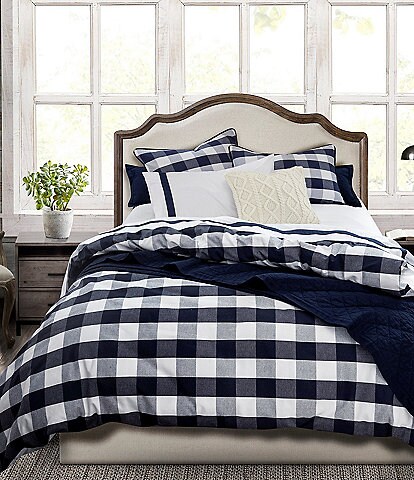 HiEnd Accents Camille Navy Buffalo Check Duvet Cover Mini Set
