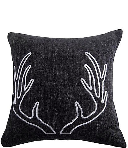 Paseo Road by HiEnd Accents Chenille Embroidered White Antlers Pillow