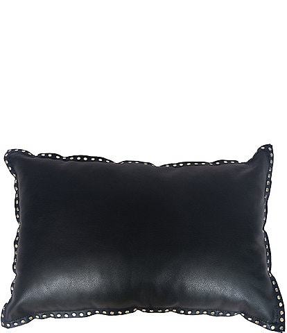 HiEnd Accents Eurosoft Leather Pillow with Studded Flange