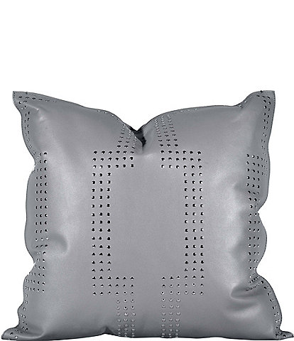 HiEnd Accents Geometric Studded Leather Square Pillow