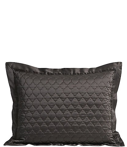 HiEnd Accents High Shine Quilted Quatrefoil Embroidered Pillow Sham, Set of 2