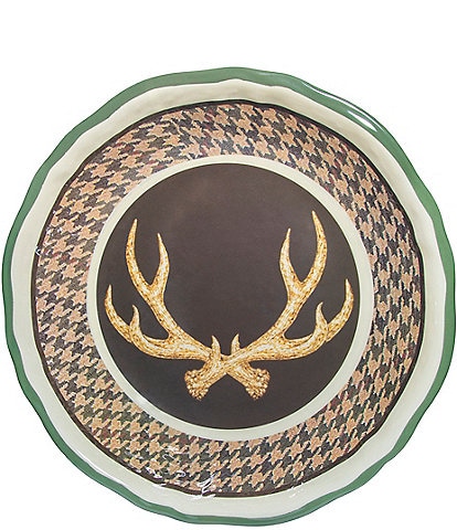 HiEnd Accents Joshua Melamine Deer Horn Houndstooth Serving Bowl