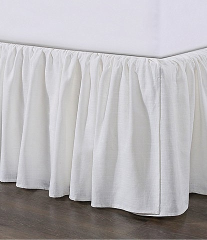 HiEnd Accents Lily Collection Washed Linen Gathered Bed Skirt
