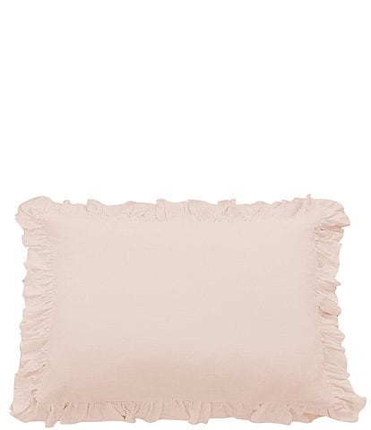 Hiend Accents Lily Collection Washed Linen Ruffled Dutch Euro Pillow