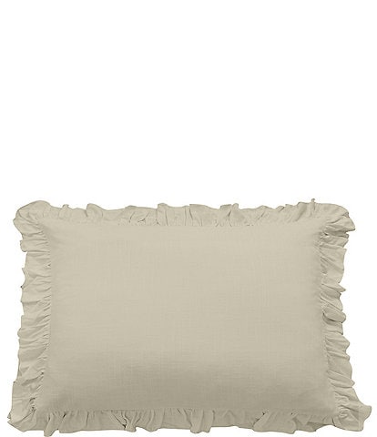 Hiend Accents Lily Collection Washed Linen Ruffled Dutch Euro Pillow