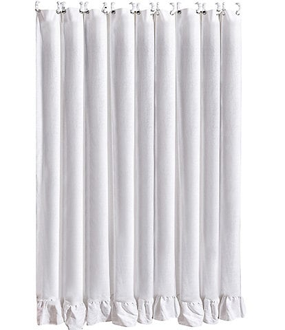 HiEnd Accents Lily Collection Washed Linen Ruffled Shower Curtain
