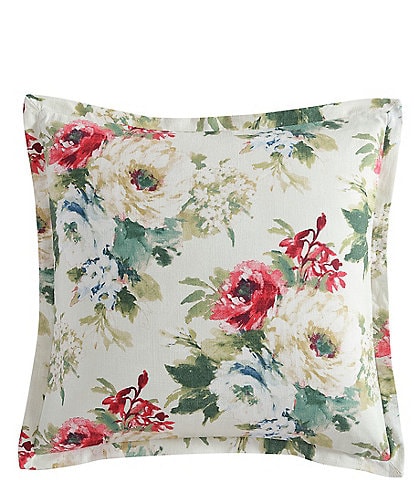 HiEnd Accents Peony Collection Watercolor Floral Printed Flanged Euro Sham