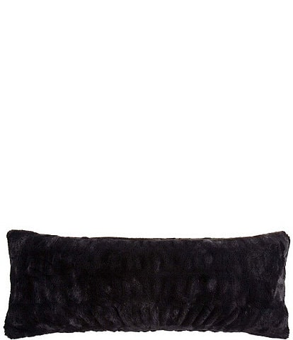 HiEnd Accents Ruched Faux Rabbit Fur Collection Lumbar Pillow with Down Insert