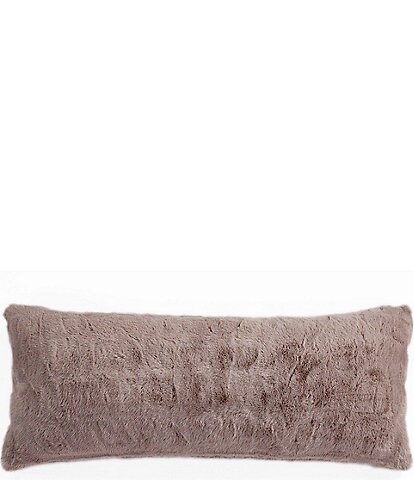 HiEnd Accents Ruched Faux Rabbit Fur Collection Lumbar Pillow with Down Insert