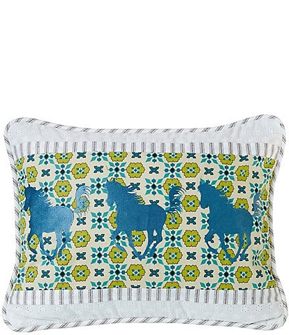 HiEnd Accents Salado Collection Horse Embroidered Eyelet Floral Pillow
