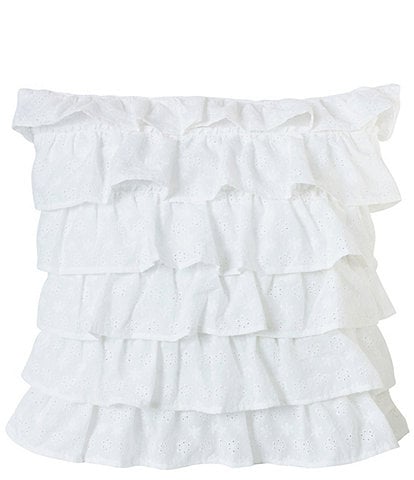 HiEnd Accents Salado Collection Tiered Ruffled Eyelet Square Pillow