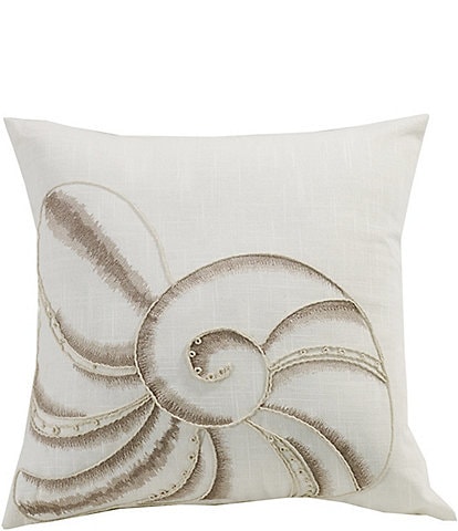 HiEnd Accents Seashell Embroidery Square Pillow