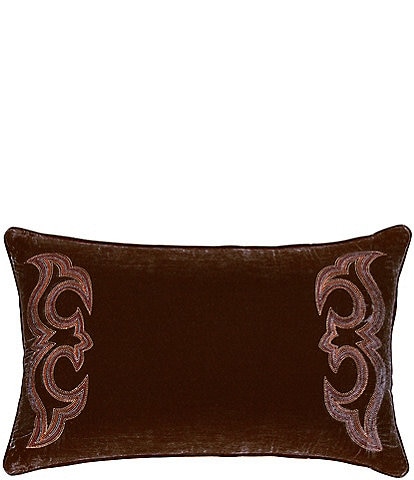 HiEnd Accents Stella Collection Boot Stitch Faux Silk Velvet Lumbar Pillow