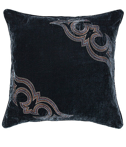 HiEnd Accents Stella Collection Boot Stitch Faux Silk Velvet Square Pillow