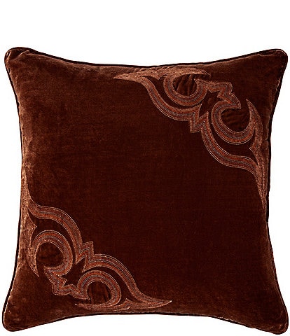 HiEnd Accents Stella Collection Boot Stitch Faux Silk Velvet Square Pillow
