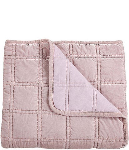 HiEnd Accents Stella Collection Faux Silk Velvet Double Box Stitched Throw Blanket