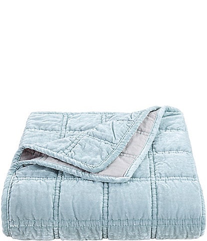 HiEnd Accents Stella Collection Faux Silk Velvet Double Box Stitched Throw Blanket
