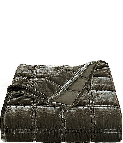 HiEnd Accents Stella Collection Faux Silk Velvet Double Box Stitched Throw Blanket