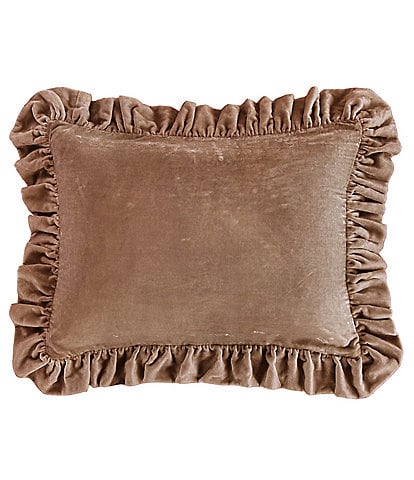 HiEnd Accents Stella Collection Faux Silk Velvet Ruffled Dutch Euro Pillow