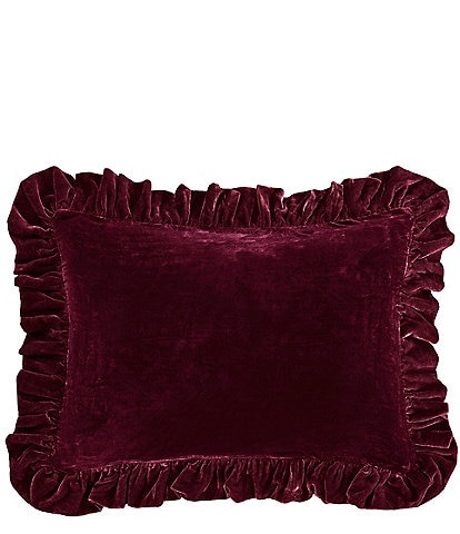 HiEnd Accents Stella Collection Faux Silk Velvet Ruffled Dutch Euro Pillow
