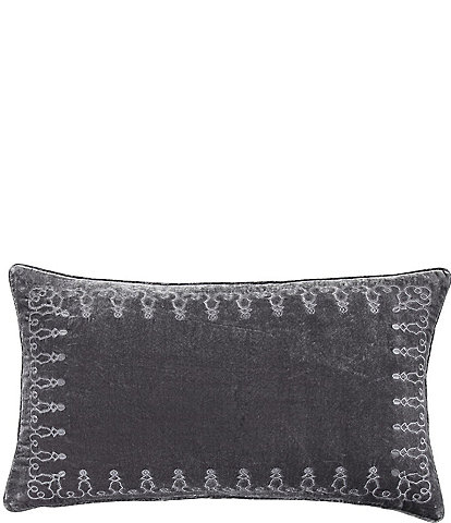 HiEnd Accents Stella Silk Velvet Embroidered Lumbar Pillow