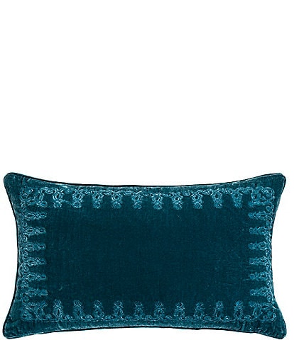 HiEnd Accents Stella Silk Velvet Embroidered Lumbar Pillow