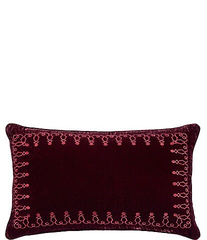 HiEnd Accents Stella Silk Velvet Embroidered Lumbar Pillow