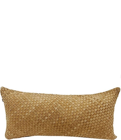 HiEnd Accents Woven Suede Leather Lumbar Pillow